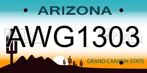AWG1303 Arizona License Plate