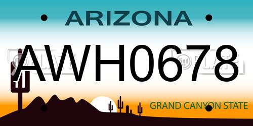 AWH0678 Arizona License Plate