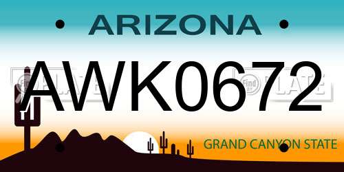 AWK0672 Arizona License Plate