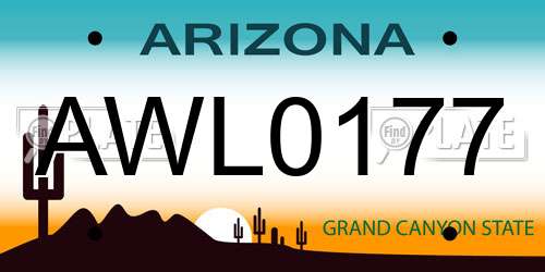 AWL0177 Arizona License Plate
