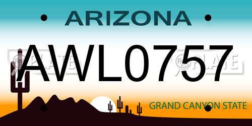 AWL0757 Arizona License Plate