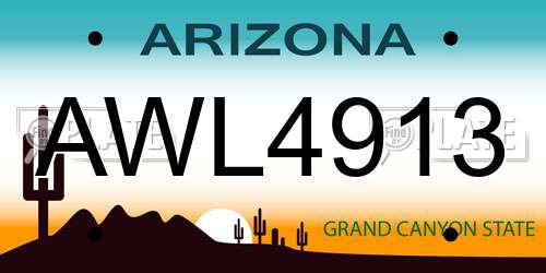 AWL4913 Arizona License Plate