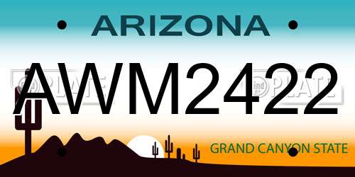 AWM2422 Arizona License Plate