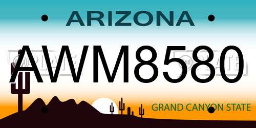 AWM8580 Arizona License Plate