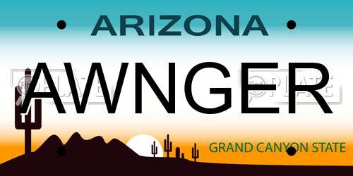 AWNGER Arizona License Plate