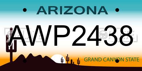 AWP2438 Arizona License Plate