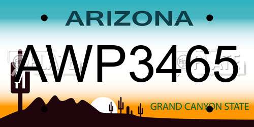 AWP3465 Arizona License Plate