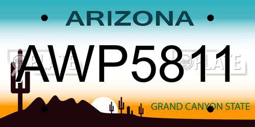 AWP5811 Arizona License Plate