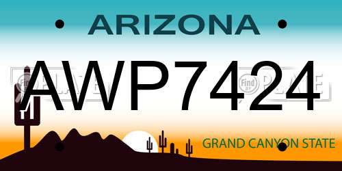 AWP7424 Arizona License Plate