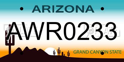 AWR0233 Arizona License Plate