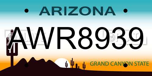 AWR8939 Arizona License Plate