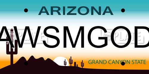AWSMGOD Arizona License Plate