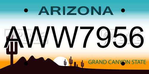 AWW7956 Arizona License Plate