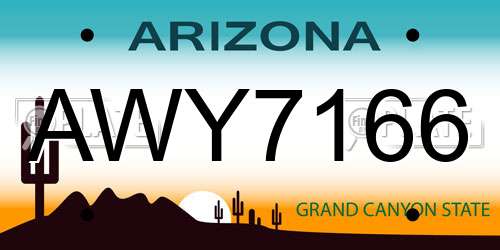AWY7166 Arizona License Plate