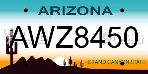 AWZ8450 Arizona License Plate