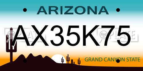 AX35K75 Arizona License Plate