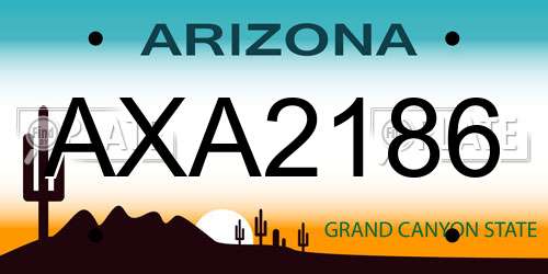 AXA2186 Arizona License Plate