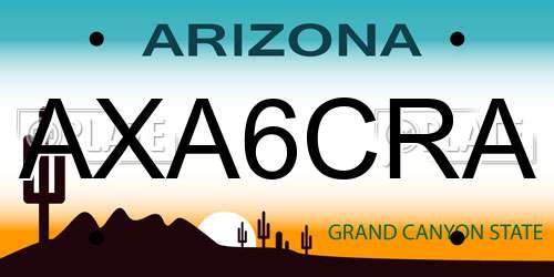 AXA6CRA Arizona License Plate