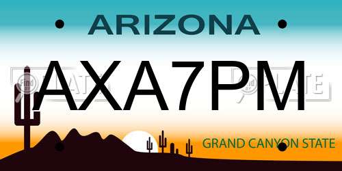 AXA7PM Arizona License Plate