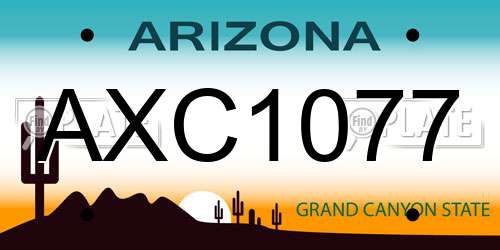 AXC1077 Arizona License Plate