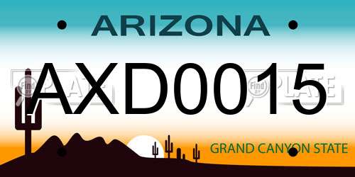 AXD0015 Arizona License Plate