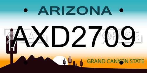 AXD2709 Arizona License Plate