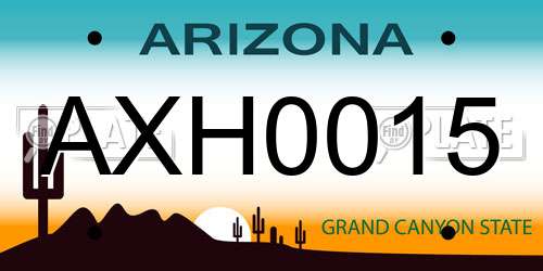 AXH0015 Arizona License Plate