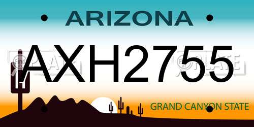 AXH2755 Arizona License Plate