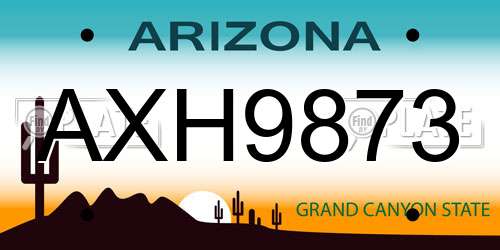 AXH9873 Arizona License Plate