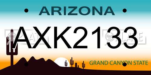 AXK2133 Arizona License Plate