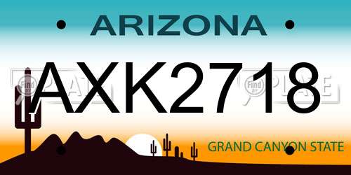AXK2718 Arizona License Plate