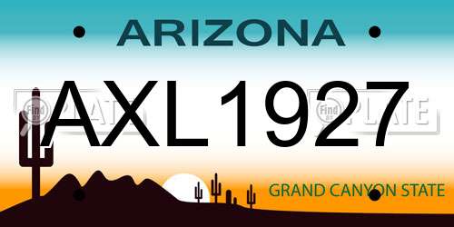 AXL1927 Arizona License Plate