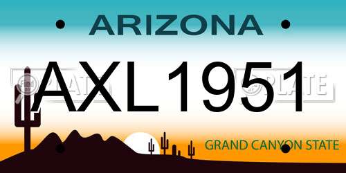 AXL1951 Arizona License Plate