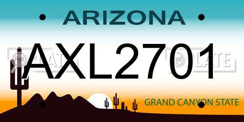 AXL2701 Arizona License Plate