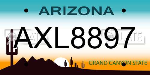 AXL8897 Arizona License Plate