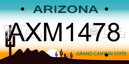AXM1478 Arizona License Plate