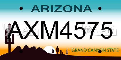 AXM4575 Arizona License Plate