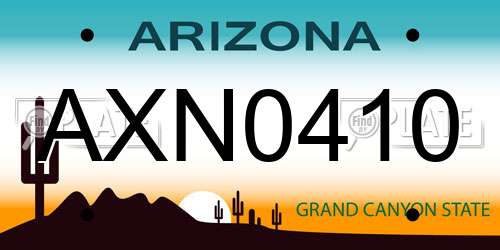 AXN0410 Arizona License Plate