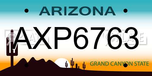 AXP6763 Arizona License Plate