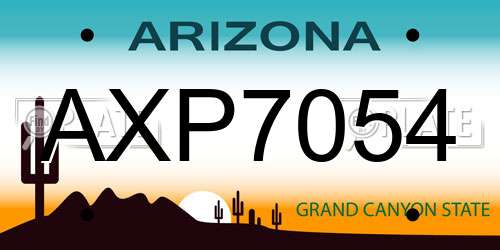 AXP7054 Arizona License Plate