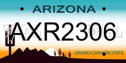 AXR2306 Arizona License Plate
