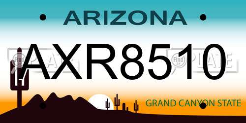 AXR8510 Arizona License Plate
