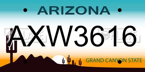 AXW3616 Arizona License Plate