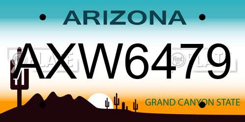 AXW6479 Arizona License Plate