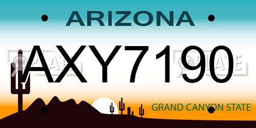 AXY7190 Arizona License Plate