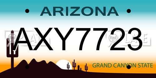 AXY7723 Arizona License Plate