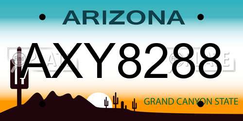 AXY8288 Arizona License Plate