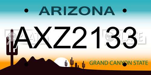 AXZ2133 Arizona License Plate