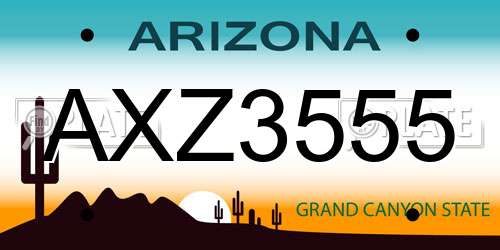 AXZ3555 Arizona License Plate