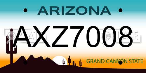 AXZ7008 Arizona License Plate